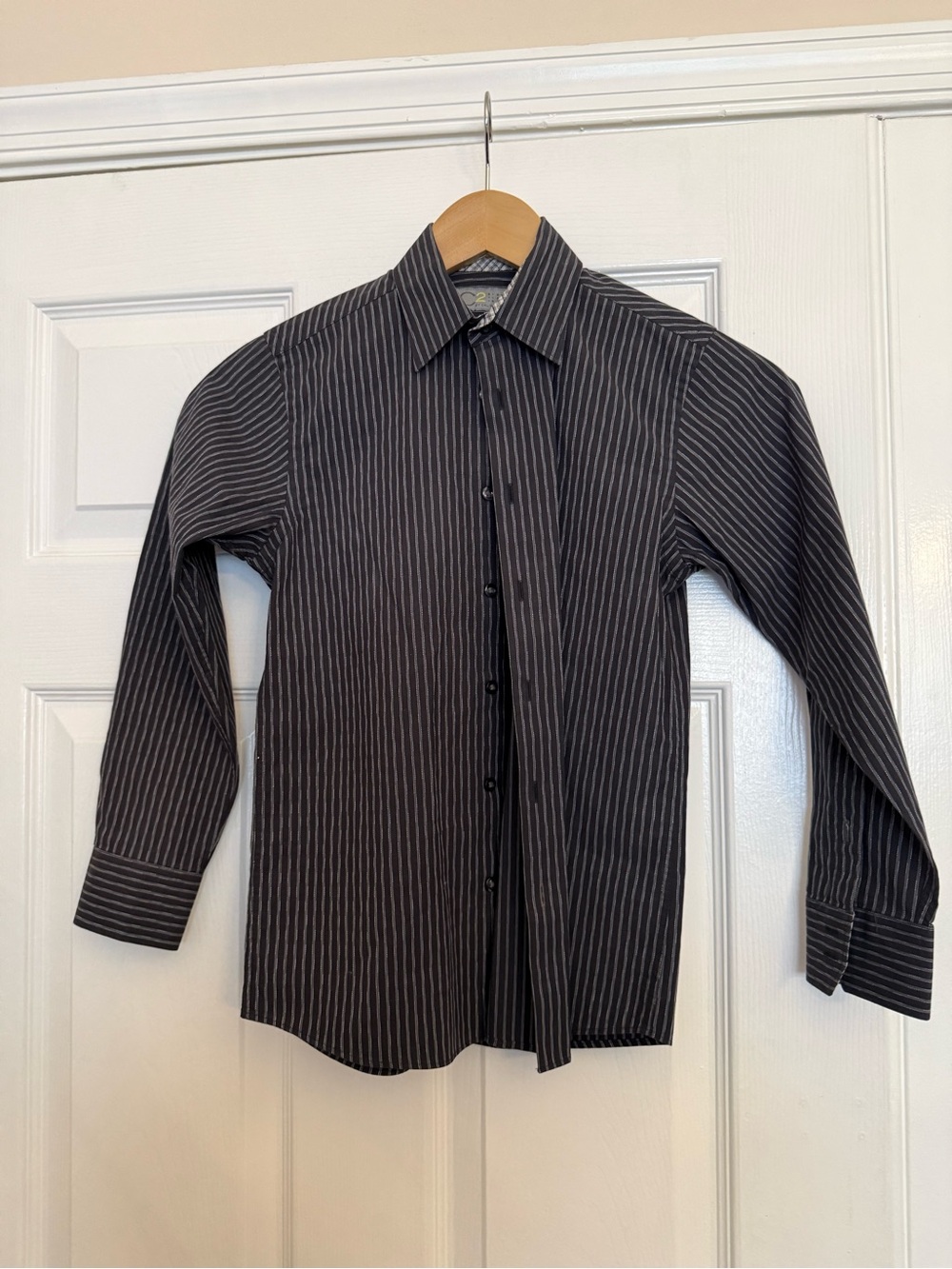 C2 by Calibrate Black Pinstripe Dress Shirt